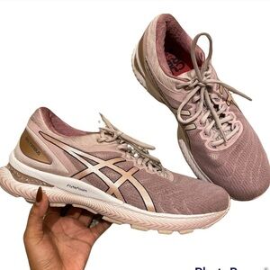 Asics Womens Gel Nimbus 22 1012A587 Rose Pink Running Shoes Lace Up Size 9.5
